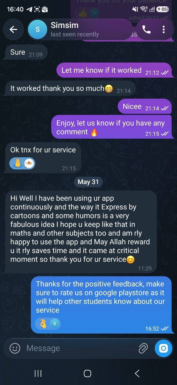 Student feedback screenshot 4